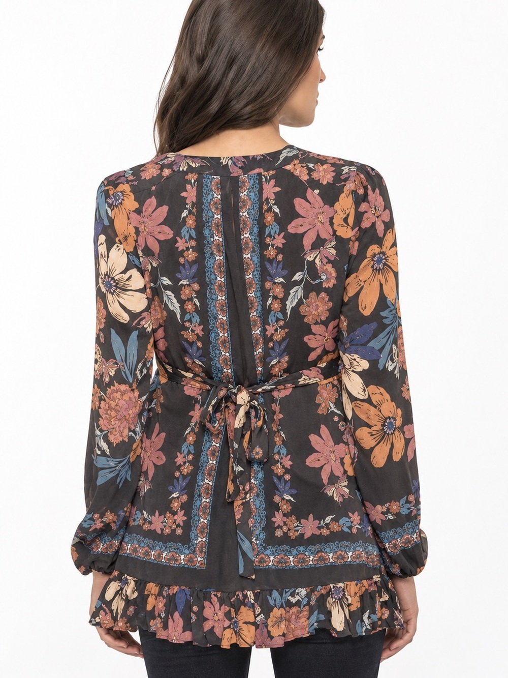 Free People Violet Hill Printed Tunic Floral Sz 2 Small Bohemian - Picture 2 of 8